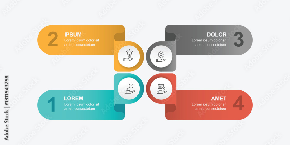 Poster 4 step process infographic template with icons suitable for business information, workflow, presenta
