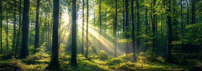 Obraz premium Misty, moody forest scene