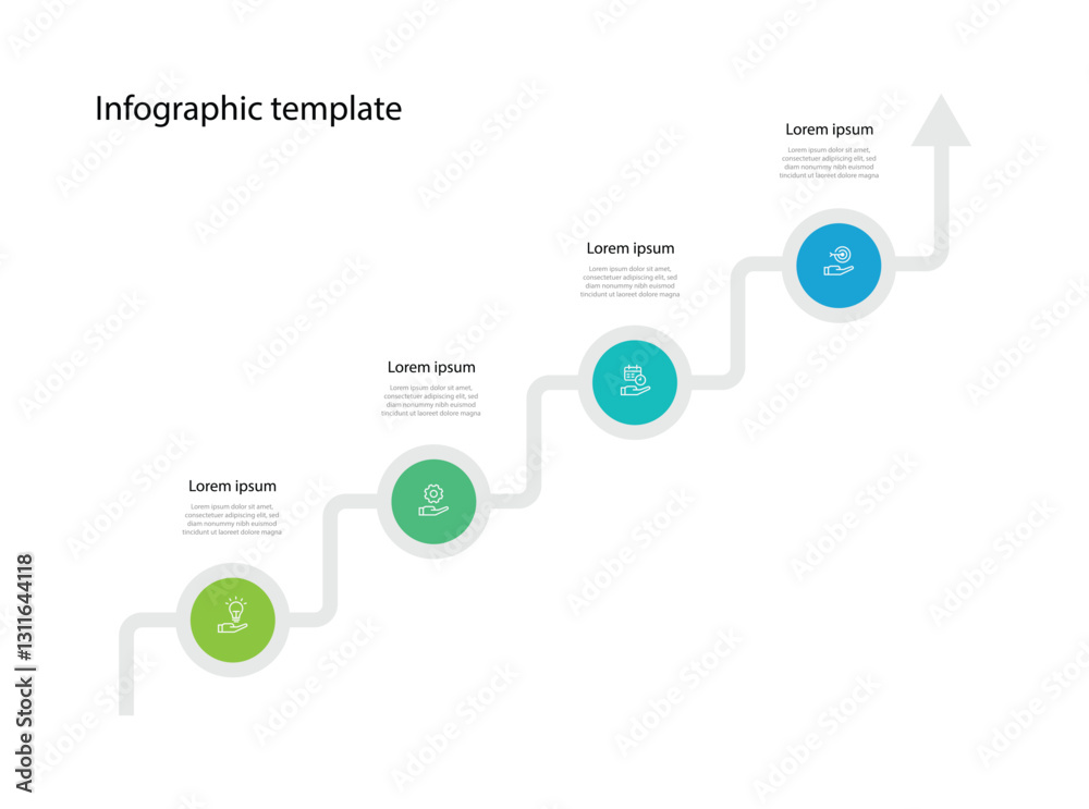 Poster 4 step infographic template with line stairs concept