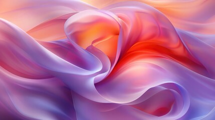 Obraz premium Soft flowing ribbons of vibrant colors intertwine in a delicate dance creating an ethereal visual experience filled with warmth and harmony. The gentle curves evoke serenity.