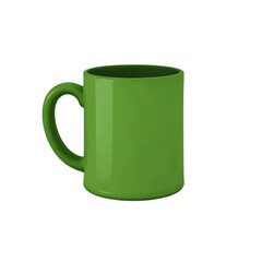 Green Ceramic Mug with Handle on Transparent Background