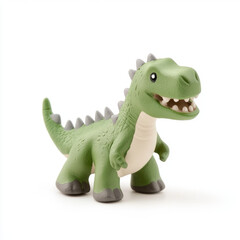 Fototapeta premium close up of green dinosaur toy with spikes, smiling happily. This playful figure is perfect for imaginative play and decoration