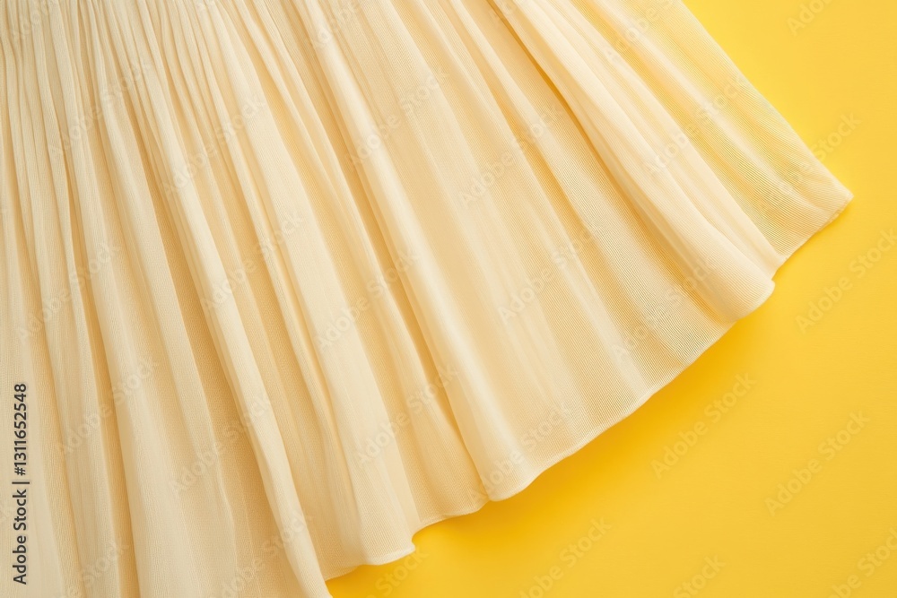Poster soft cream fabric laying flat against a vibrant yellow background showcasing texture and elegance in