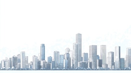Cityscape sketch, urban skyline, buildings, design, architectural illustration, background, real estate