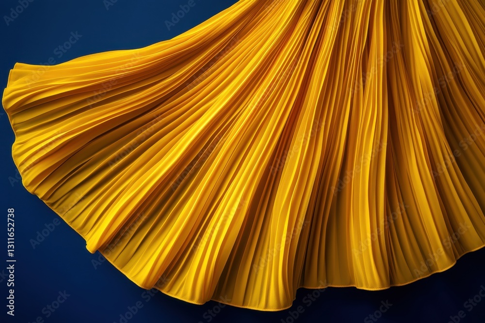Poster flowing yellow fabric draped elegantly against a deep blue backdrop creates a stunning visual contra