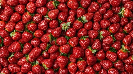 Many red strawberries filling the whole frame, for food blog background or product marketing use