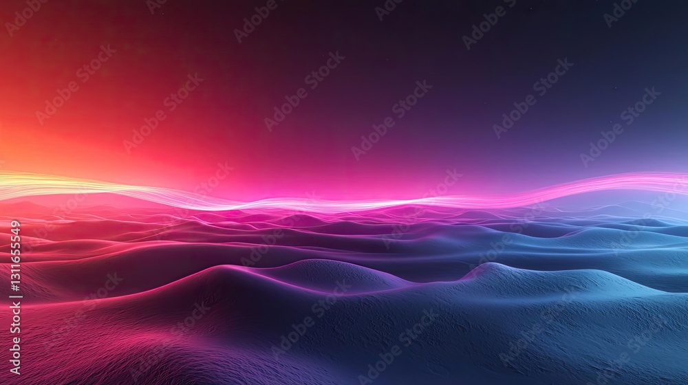 Poster aurora borealis northern lights concept. abstract digital landscape with vibrant colors and smooth w