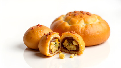 Savory Stuffed Buns with Creamy Egg and Bean Paste &ndash; Gourmet Baked Delights.