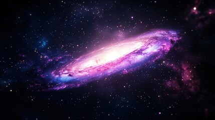 Obraz premium A vibrant, swirling galaxy with shades of pink and purple against a backdrop of stars, illustrating the beauty of the universe.