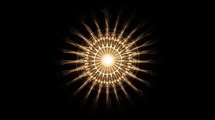Golden Abstract Mandala Radiating Light Energy