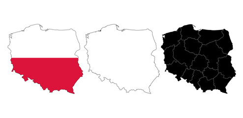 Poland country map flag vector stock