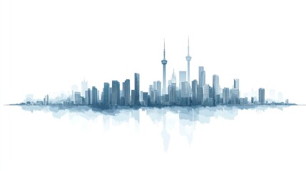 Obraz premium Cityscape skyline reflection, urban development, modern architecture, business background