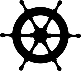 ship steering wheel silhouette, vector on white background © zolotons