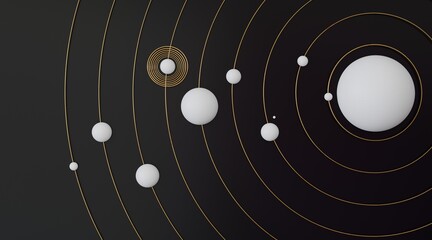 Minimalist 3D Space Wallpaper with Abstract Planets © Erik