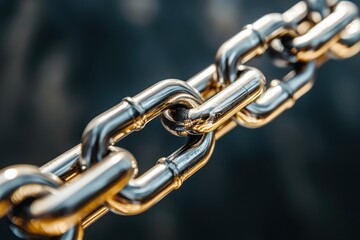Obraz premium Blockchain's secure foundation depicted through a futuristic chain link design.