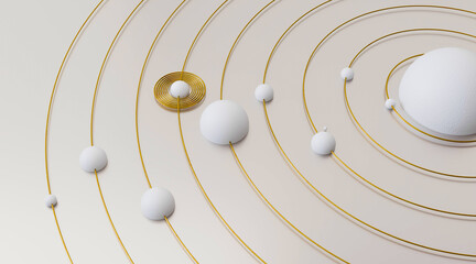 Minimalist 3D Space Wallpaper with Abstract Planets © Erik