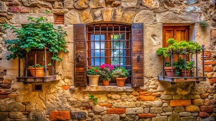 Tuscany Medieval Window Detail: Rocca San Silvestro Architectural Photography