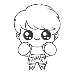 Boys prepare for boxing match, for coloring