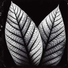 High contrast leaf prints resembling photographic contact prints