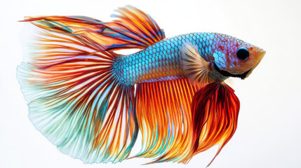 Fototapeta premium An artistic capture of a Betta fish in motion, its flowing fins creating a mesmerizing wave effect
