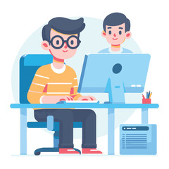 Teamwork in Coding Collaborative Development Environment Illustration of Developers