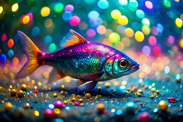 Fototapeta premium Underwater Fish Oil Slick: Glittering Bokeh Texture Stock Photo