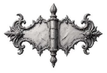 Ornate Baroque-Style Metal Hinge with Floral Designs