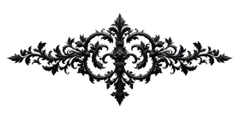 Ornate Black Floral Design on Transparent Background
