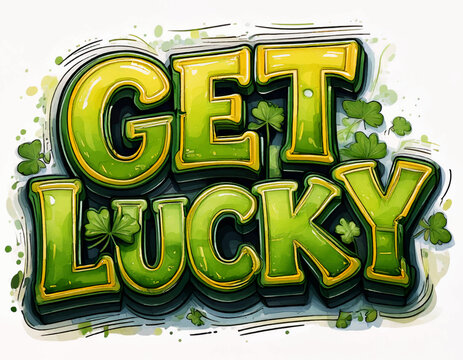Green watercolor get lucky lettering, St. Patrick's Day Card, st patricks day background, St Patrick's Day background, Hat and Clover Round Frame For St. Patrick&rsquo;s Day Background, Ireland Ige