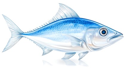 Fototapeta premium Vibrant Blue Fish Illustration Aquatic Life Seafood Ocean Animal Marine Graphic Design Element