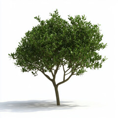 Obraz premium lush green tree with rounded canopy and thick branches, symbolizing nature and growth. Its vibrant leaves create serene atmosphere