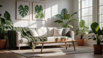 Bright Living Room with Plants