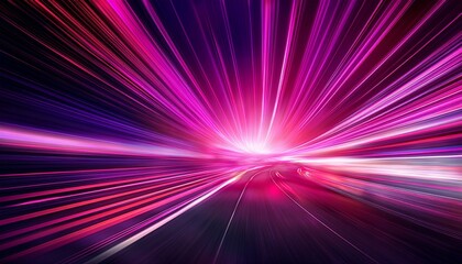Fototapeta premium スピード感のあるテクノロジーのコンセプト画像、ピンク色の光の抽象的な背景画像。（Speed ​​technology concept image, pink light abstract background image.） 