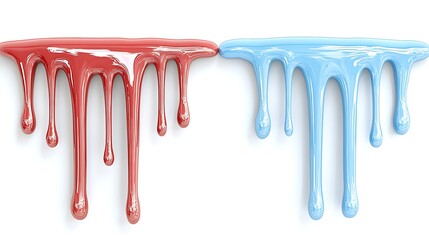 Abstract Dripping Paint Red and Blue Liquid Glossy Texture 3D Render
