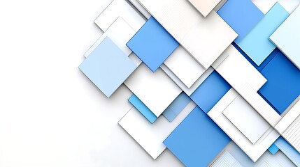 Abstract Geometric Background Overlapping Blue and White Squares Design