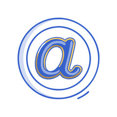 Fototapeta premium Blue 3D at symbol with curved motion effect