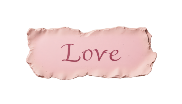 Pink Tattered Paper with "Love" Written in Cursive