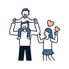 Loving family with two children illustration