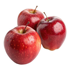 Three Red Apples on White Background Fresh, Juicy, and Delicious