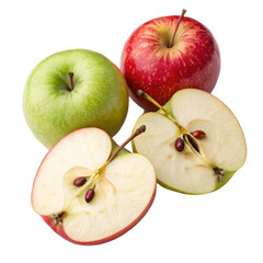 Fresh Juicy Apples Red and Green Apple Varieties, Sliced and Whole