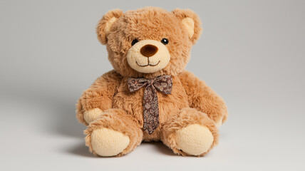 Obraz premium Plush teddy bear with tie isolated on white background 