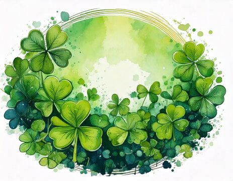 Green Happy St. Patrick's Day Card, st patricks day background vector, St Patrick's Day background, Clover Retro Frame For St. Patrick&rsquo;s Day Background, Ireland Irish header, Green clovers framework	