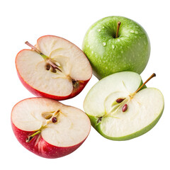 Freshly Cut Apples Displaying Visible Pits on a White Background in a Bright Kitchen Environment
