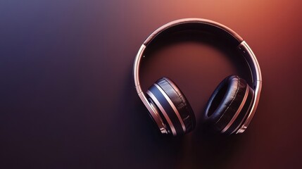Obraz premium Wireless headphones with a carbon fiber finish on a deep espresso brown background.