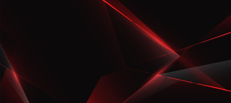 Abstract technology background, red lines with black polygon elegant background vector illustration for banner business presentation