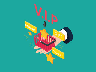 VIP Loyalty Program with Exclusive Bonuses, Gifts, and Discounts 3d flat vector illustrations