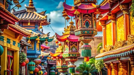 Obraz premium Vibrant Balinese Street Decor: Ornate Details & Urban Textures