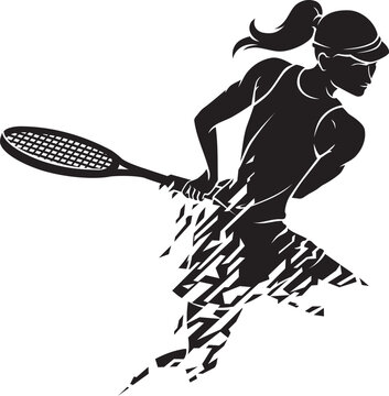 Tennis Woman Player Pose, Abstract Illustration