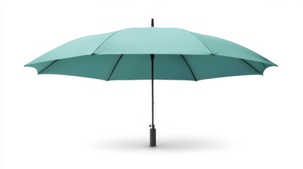 Obraz premium Large Teal Umbrella with Black Handle and Slightly Open Canopy