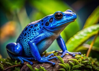 Fototapeta premium Vibrant Blue Poison Dart Frog Close-Up, Atlanta Botanical Garden
